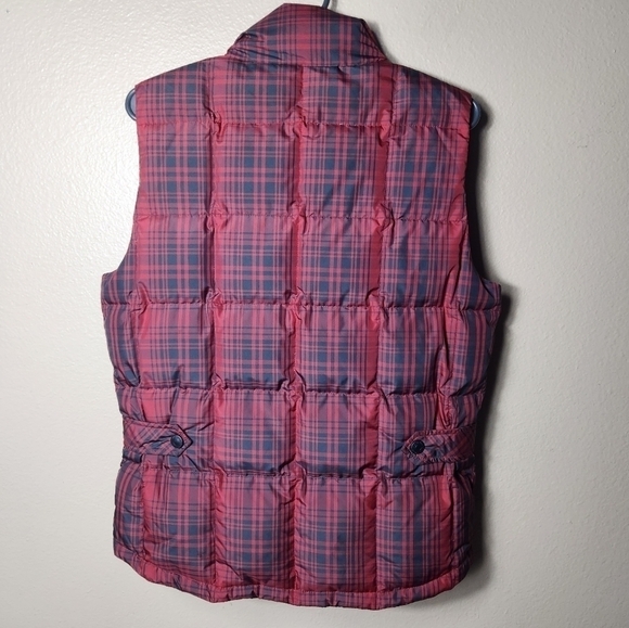 Eddie Bauer Womens WeatherEdge Red/Black Plaid Goose Down Vest-Size S - Picture 5 of 9